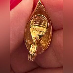 Monet black and Gold Teardrop Earrings